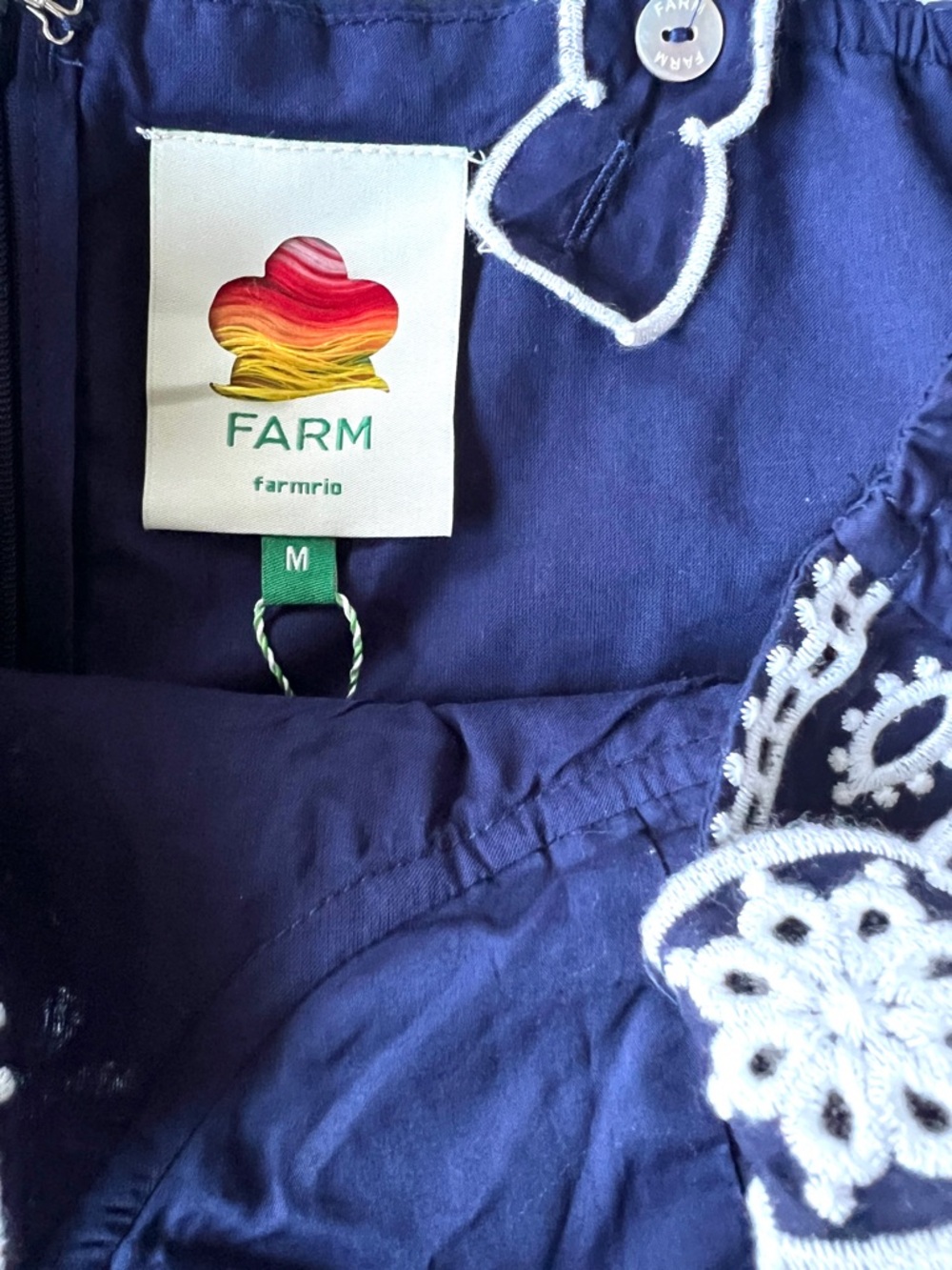 FARM Rio Blue Richelieu Embroidered Midi Dress Size Medium NWT - Picture 9 of 16